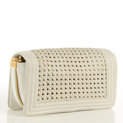 Chanel Braided Sheepskin Medium Boy Reverso Flap White 3 of 9