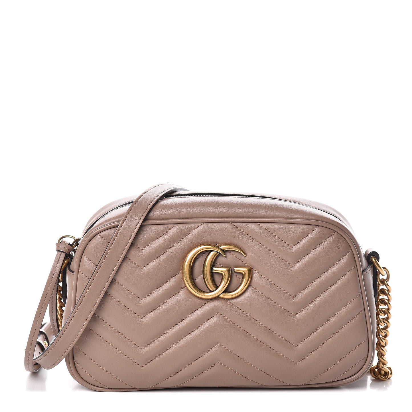 Calfskin Matelasse Small GG Marmont Chain Shoulder Bag Porcelain Rose