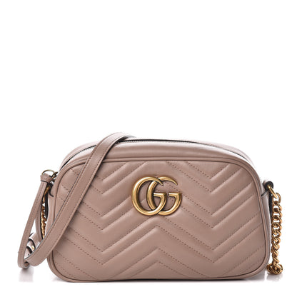 Gucci Calfskin Matelasse Small GG Marmont Chain Shoulder Bag Porcelain Rose 1 of 13