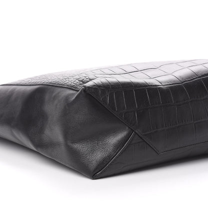 Celine Lambskin Crocodile Embossed Vertical Cabas Black 11 of 12
