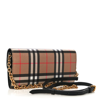 Burberry Vintage Check Henley Wallet On Chain Black 3 of 9