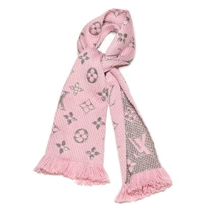 Louis Vuitton Wool Silk Logomania Shine Scarf Pink 1 of 4