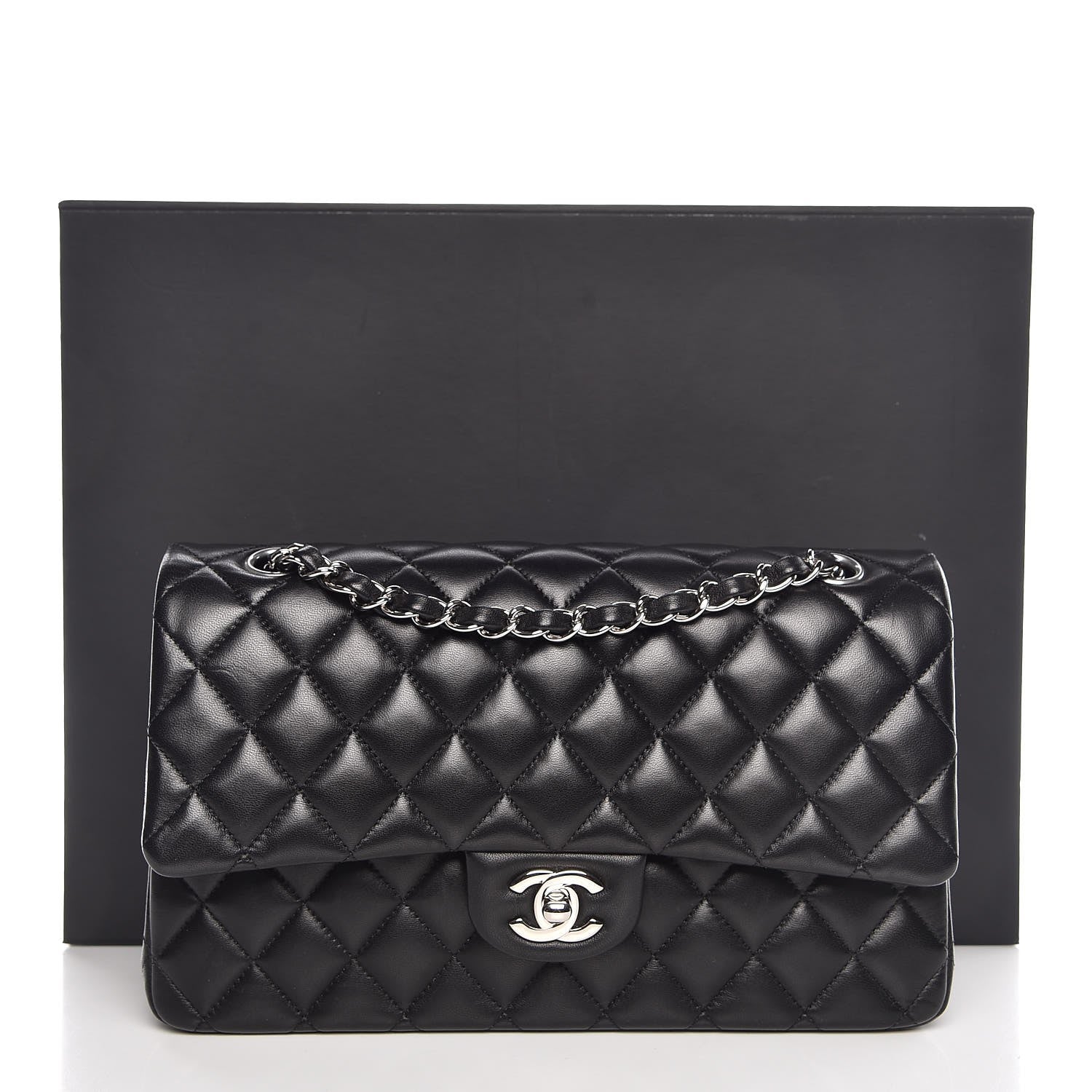 Chanel Lambskin Quilted Medium Double Flap Black 8 of 8