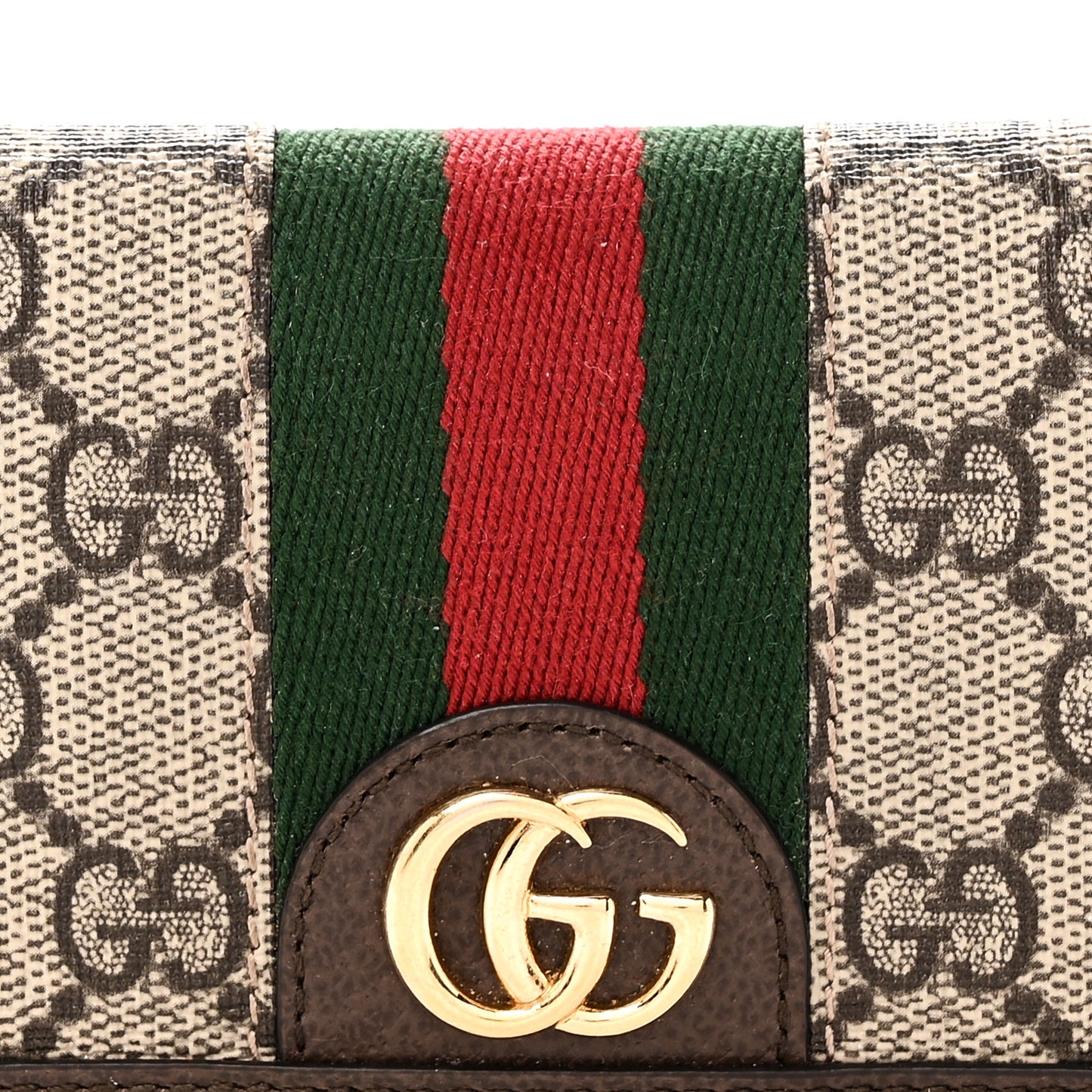 GG Supreme Monogram Web Ophidia Card Case Beige New Acero