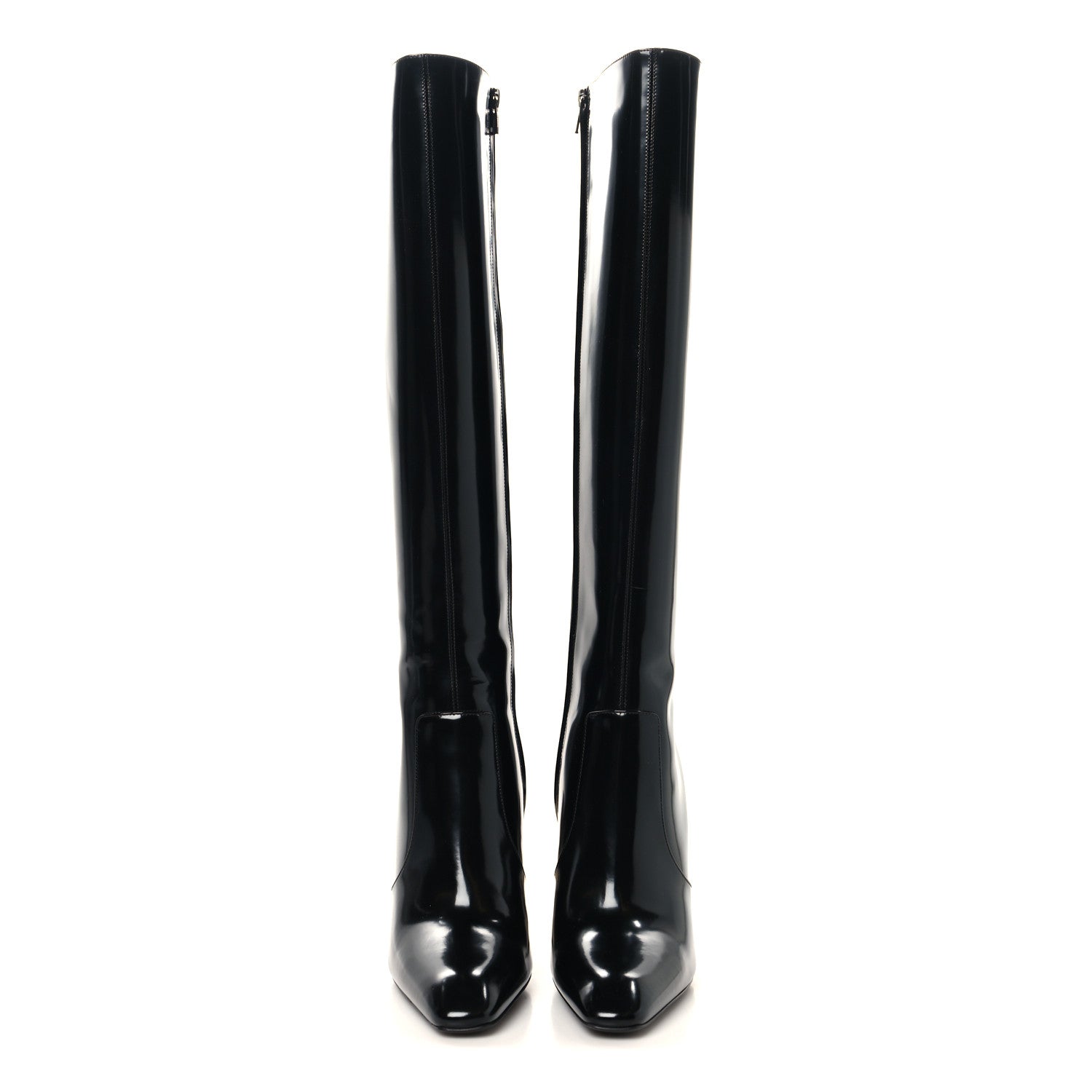 Saint Laurent Vitello Marilyn Auteuil 105 Knee High Zip Boots 41 Black 2 of 7