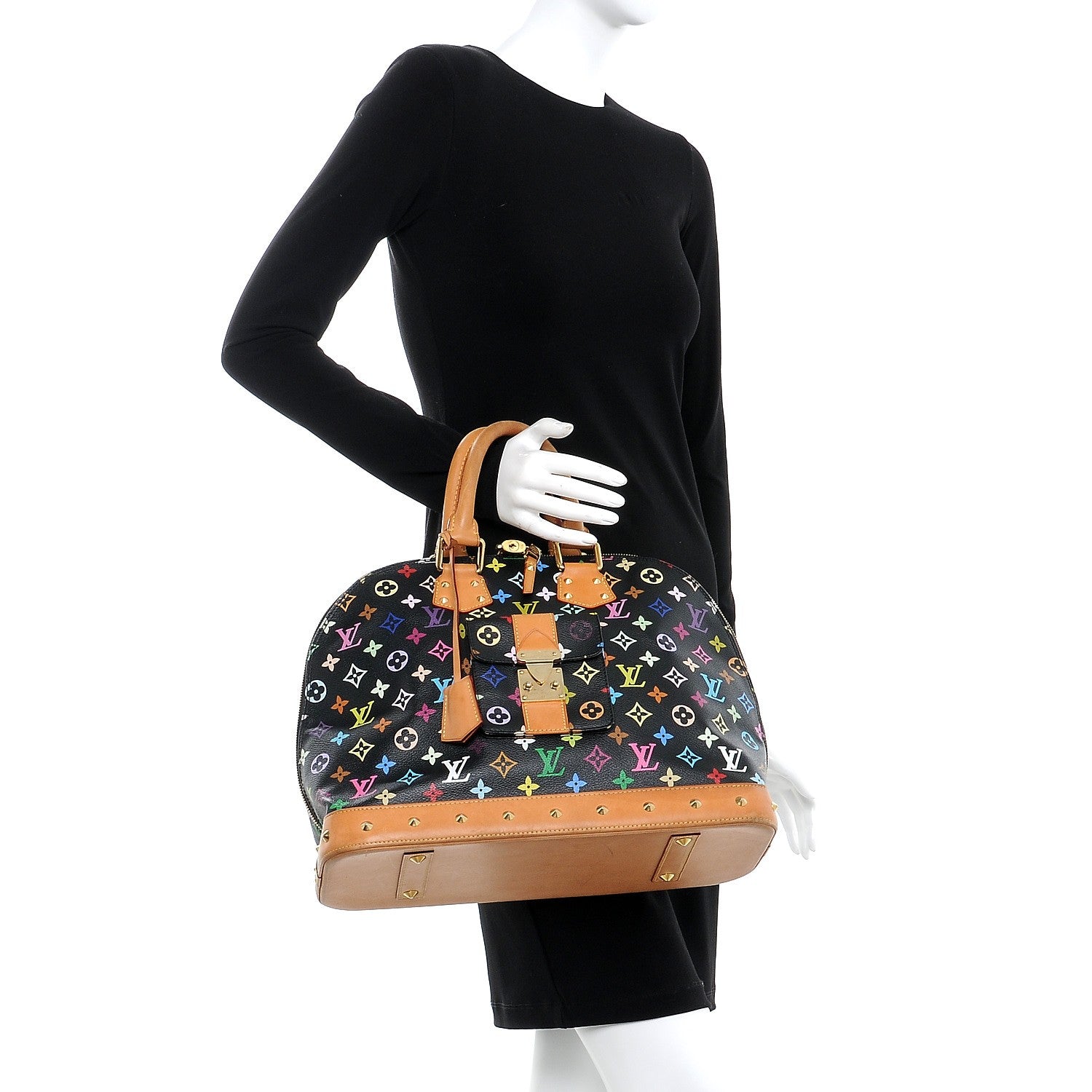 Louis Vuitton Monogram Multicolor Alma GM Black 2 of 15