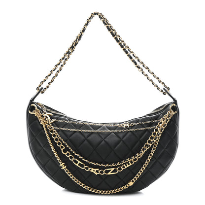 Chanel Lambskin Quilted All About Chains Hobo Black 1 of 10