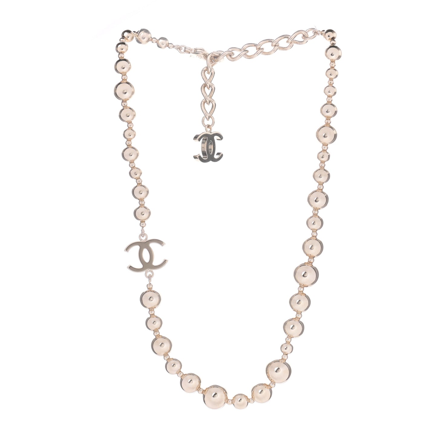 Metal Bead CC Necklace Gold