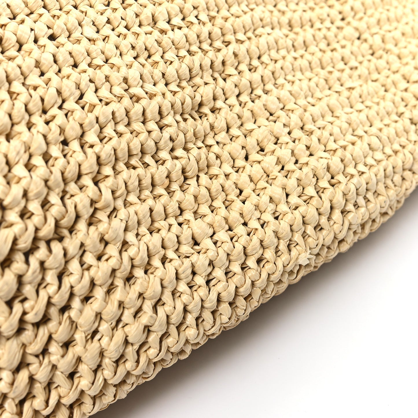 Yarn Raffia Effect Crochet Embroidered Logo Tote Naturale