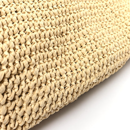 Prada Yarn Raffia Effect Crochet Embroidered Logo Tote Naturale 12 of 12