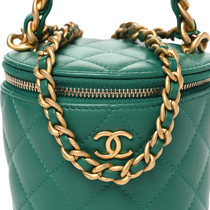Chanel Lambskin Quilted Afternoon Tea Top Handle Vanity Case With Chain Green 8 of 10