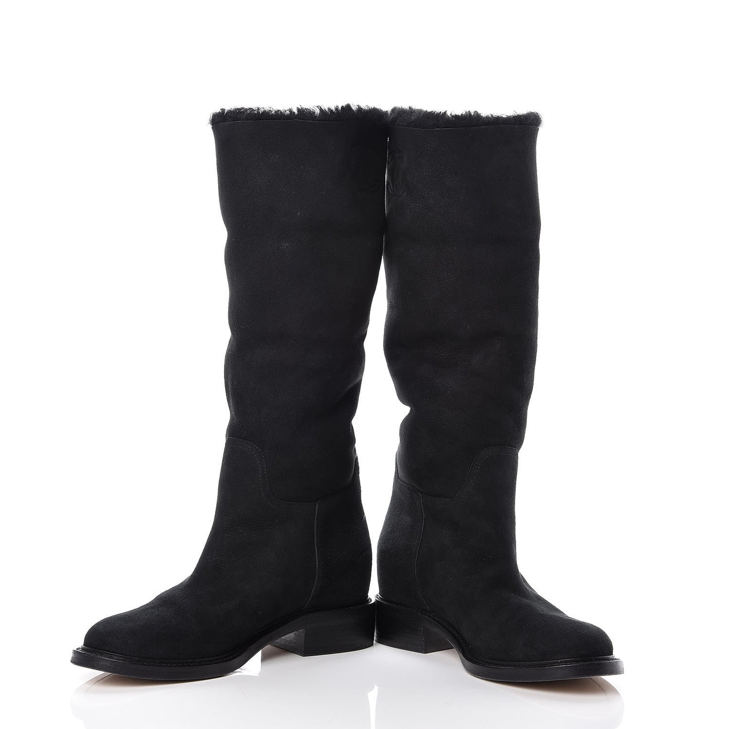 Shearling Suede CC Boots 41 Black