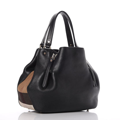 Burberry Grainy Calfskin House Check Small Maidstone Black 3 of 9
