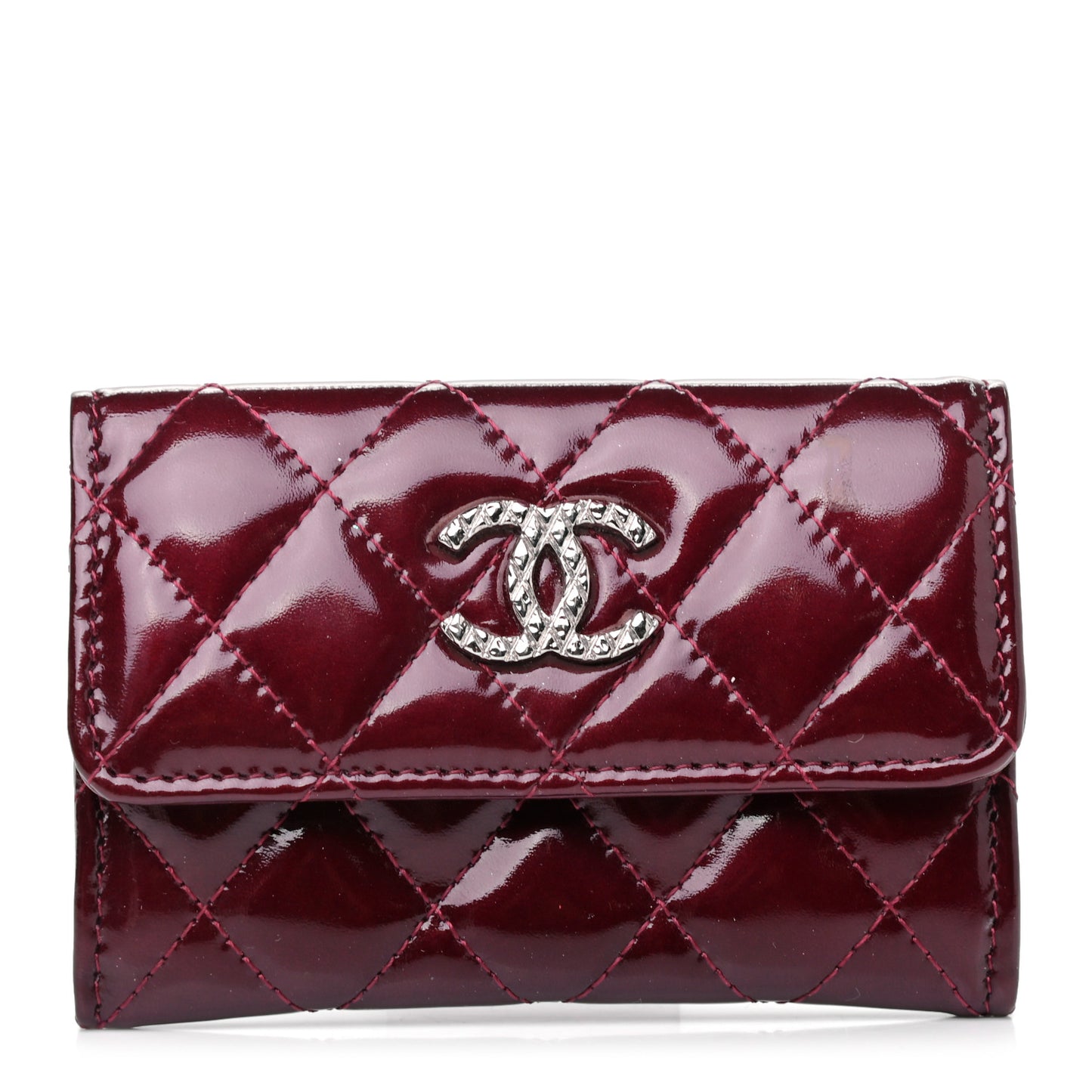 Patent Brilliant Flap Card Holder Burgundy