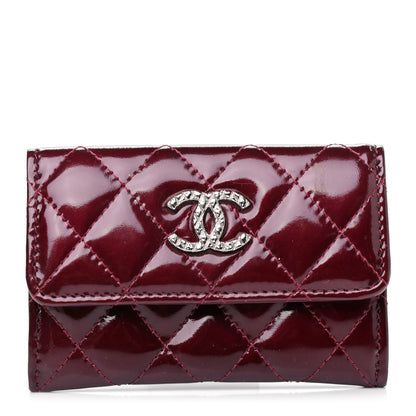 Chanel Patent Brilliant Flap Card Holder Burgundy 1 of 9