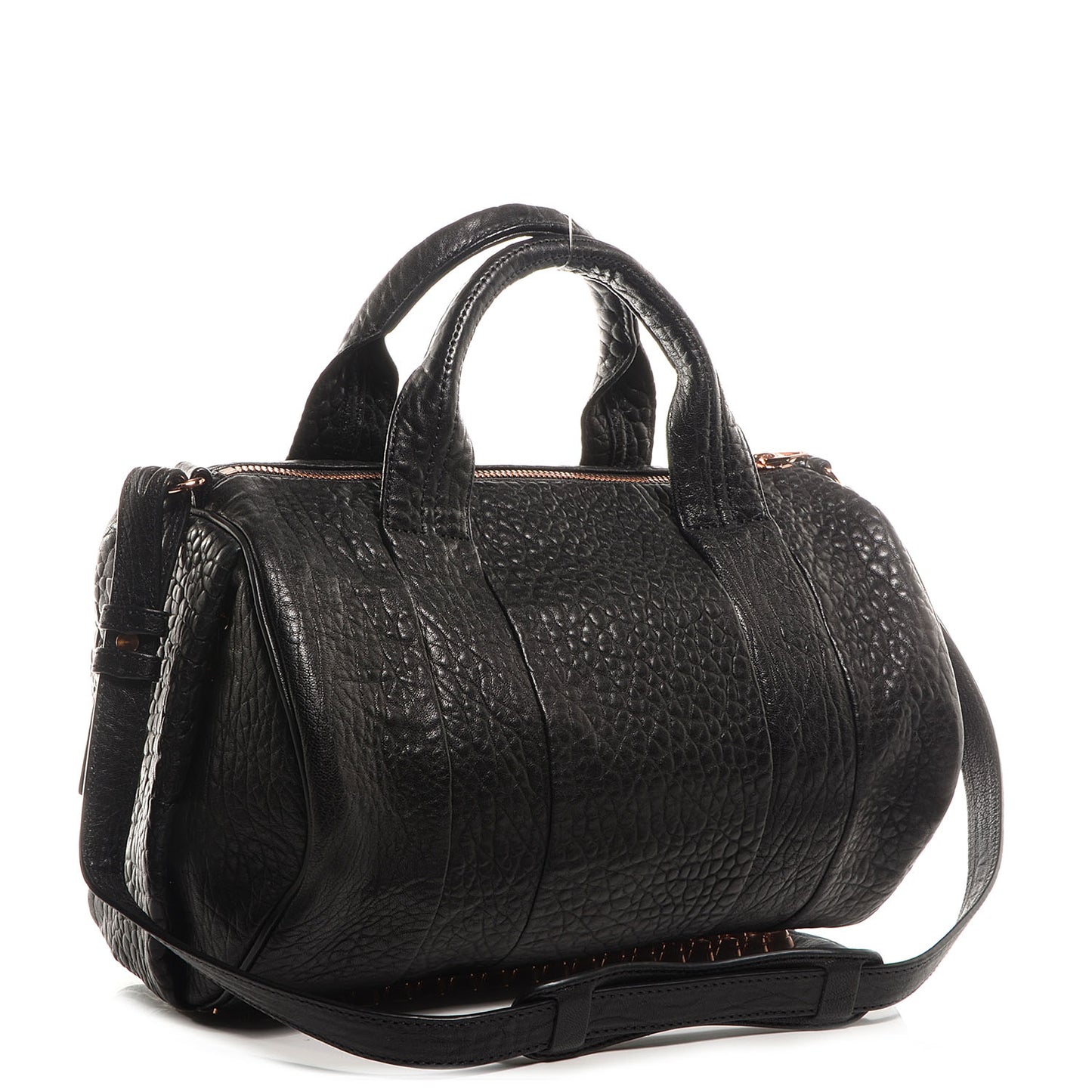 Pebbled Lambskin Rocco Black with Rose Gold Hardware