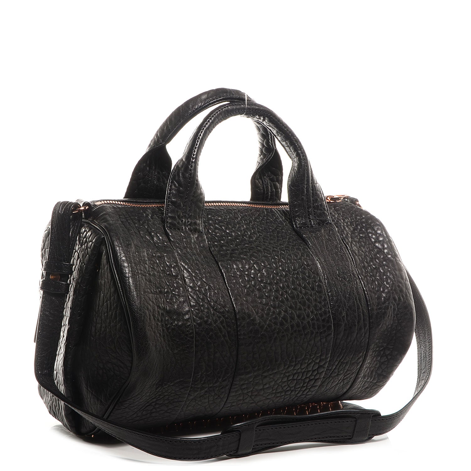 Alexander Wang Pebbled Lambskin Rocco Black with Rose Gold Hardware 3 of 6
