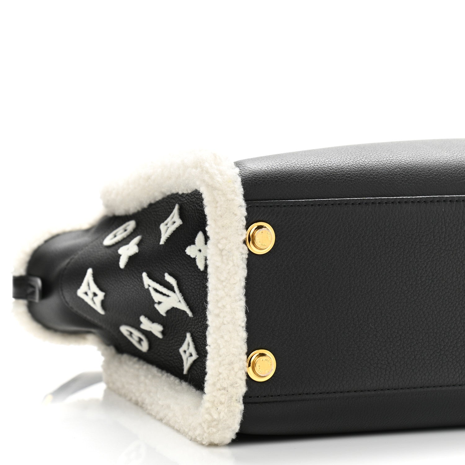 Louis Vuitton Grained Calfskin Shearling On My Side MM Black 8 of 11