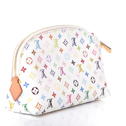 Louis Vuitton Monogram Multicolor Cosmetic Pouch White Litchi 3 of 6