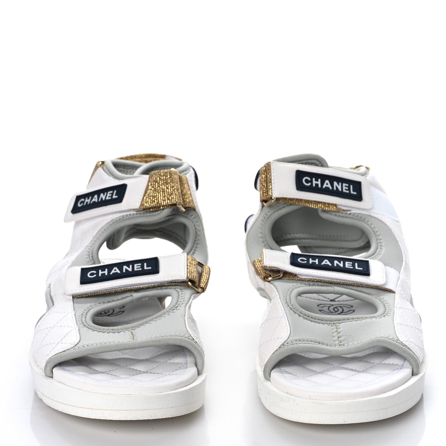 Goatskin Fabric Gladiator Sandals 40.5 White Light Grey Navy Blue