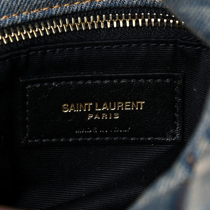 Saint Laurent Denim Quilted Toy Loulou Puffer Monogram Chain Satchel Blue Cinnamon 5 of 11