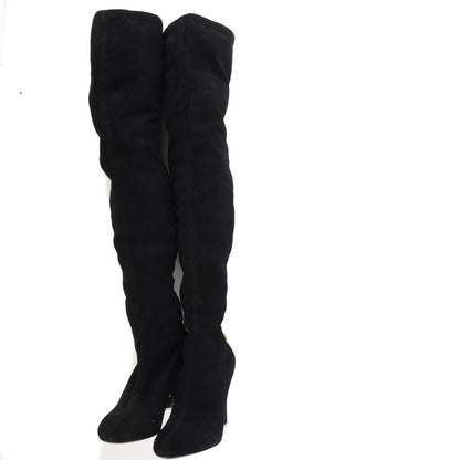 Louis Vuitton Suede Goatskin Alliance Thigh Boots 38.5 Black 2 of 10