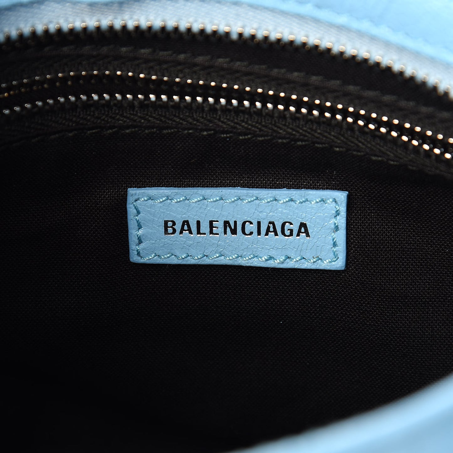 Agneau Classic Silver Hardware Mini City Logo Strap Baby Blue Black