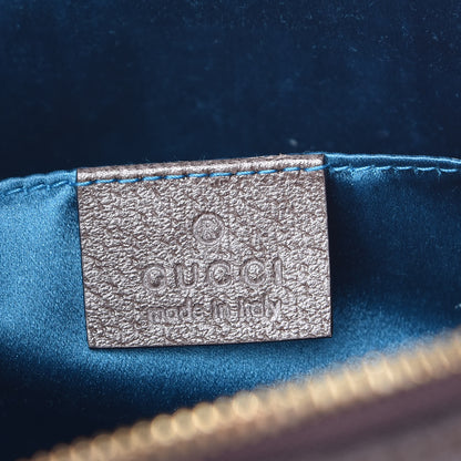 Gucci GG Supreme Monogram Textured Dollar Calfskin Web Small Ophidia Dome Shoulder Bag Beige Ebony New Acero 6 of 9