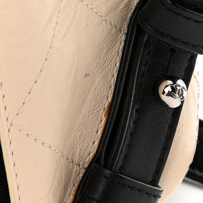 Chanel Crumpled Grained Calfskin Quilted Backpack Beige Ivory Black 12 of 13