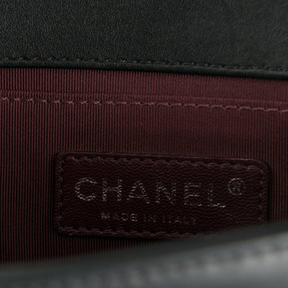 Chanel Calfskin Woven Medium Boy Flap Black White 8 of 9