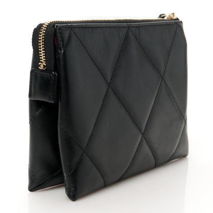 Chanel Shiny Goatskin Quilted Small Chanel 19 Pouch With Handle Black 3 of 11