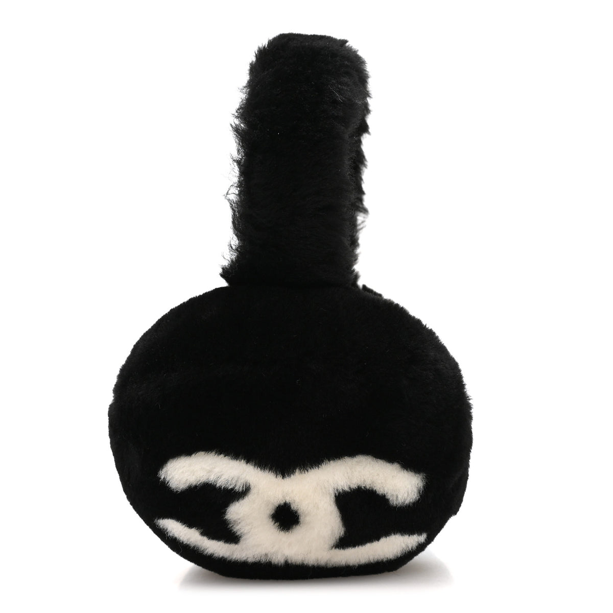 Chanel Shearling CC Ear Muffs Black White 4 of 5