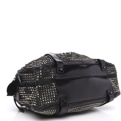 Burberry Prorsum Calfskin Studded Knight Satchel Black 4 of 14