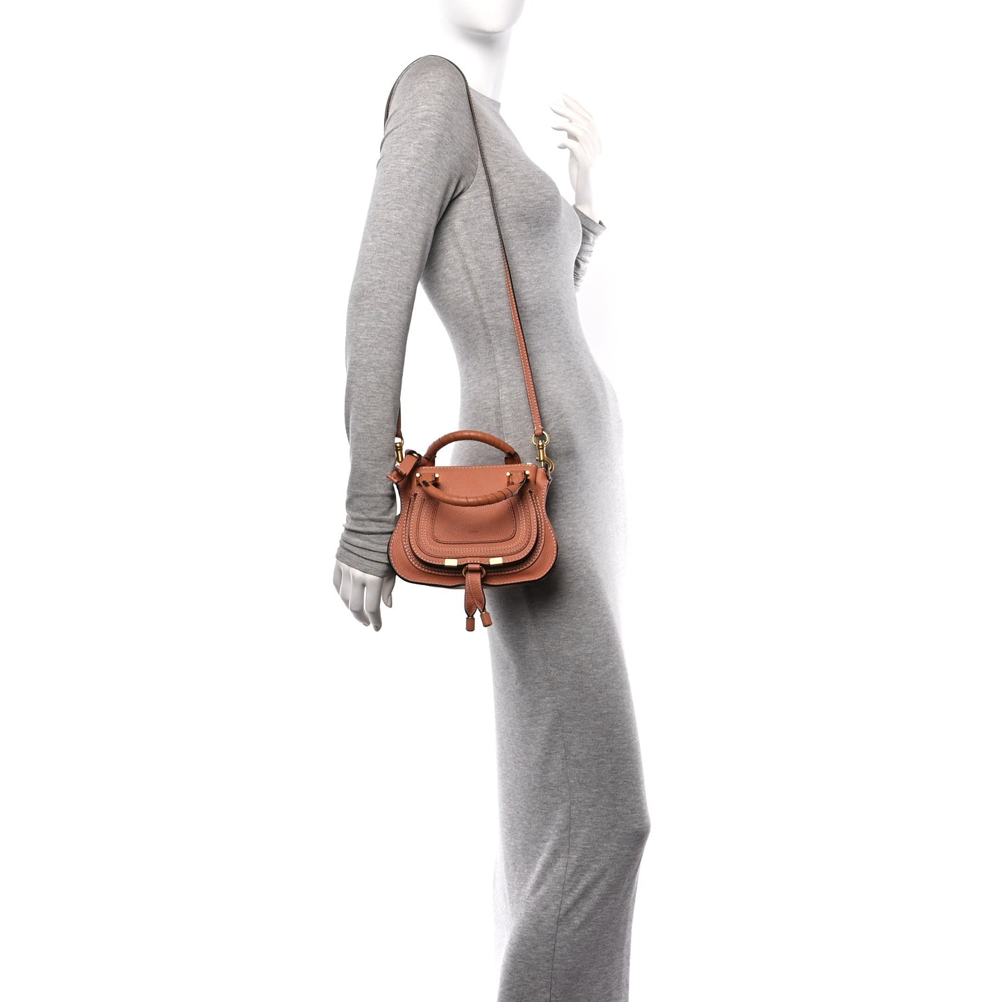 Calfskin Mini Marcie Satchel Muted Brown
