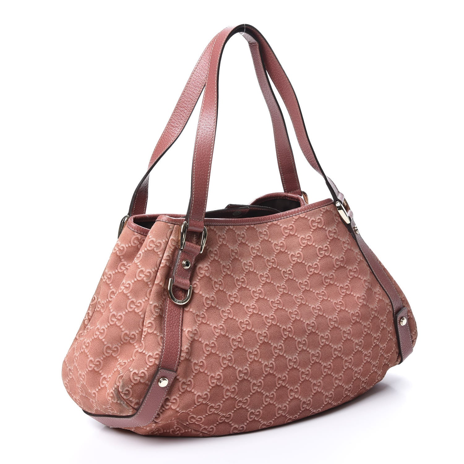 Gucci Suede Guccissima Medium Abbey Shoulder Bag Pink 2 of 11