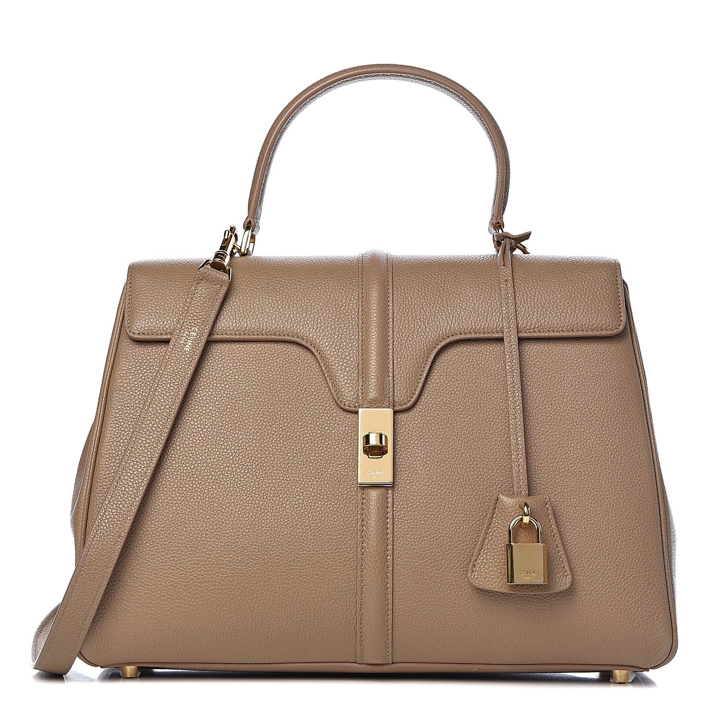 Grained Calfskin Classique 16 Top Handle Bag Beige