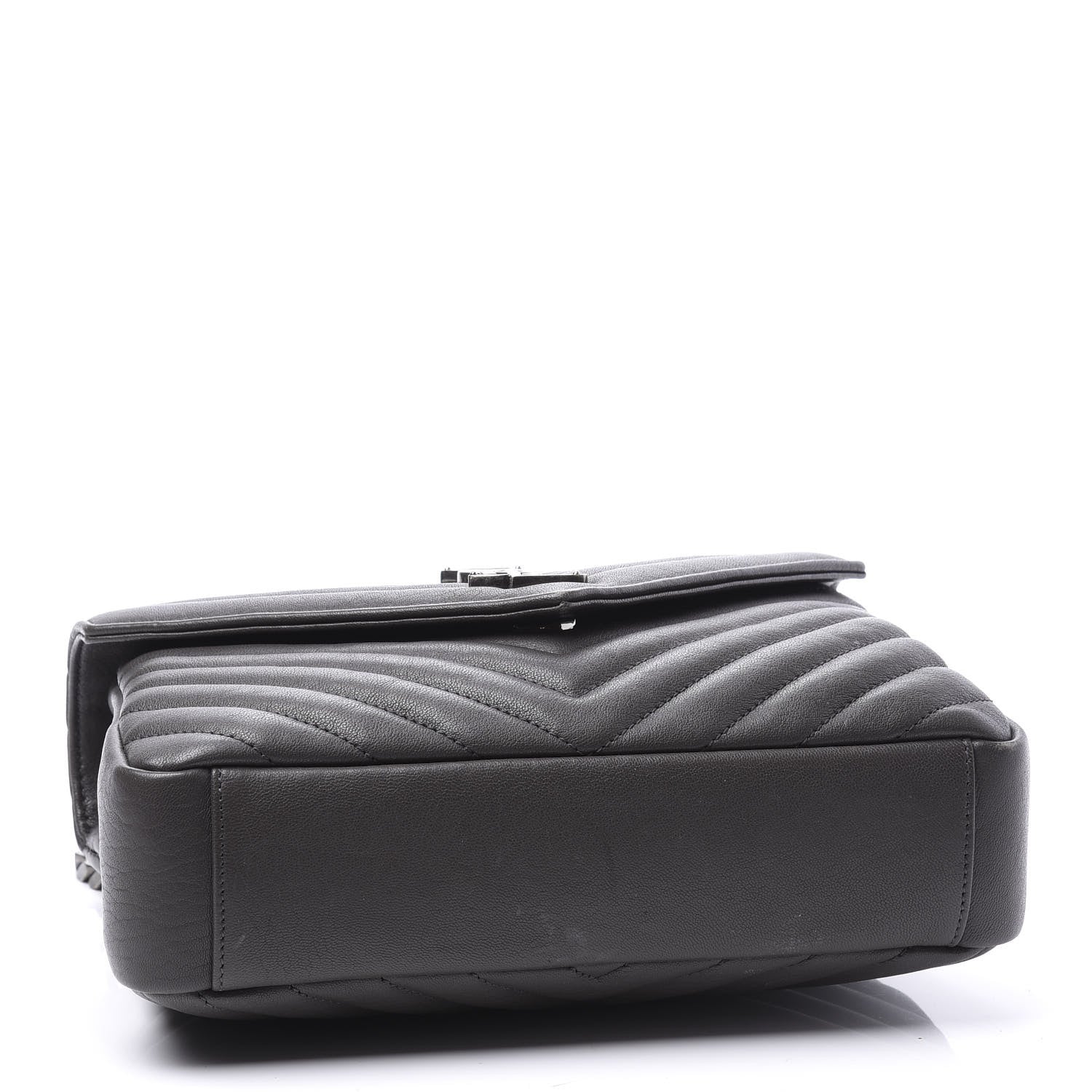 Saint Laurent Sheepskin Matelasse Chevron Monogram Medium College Bag Asphalt 3 of 12