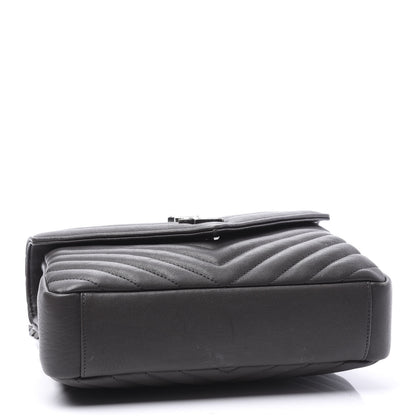 Saint Laurent Sheepskin Matelasse Chevron Monogram Medium College Bag Asphalt 3 of 12
