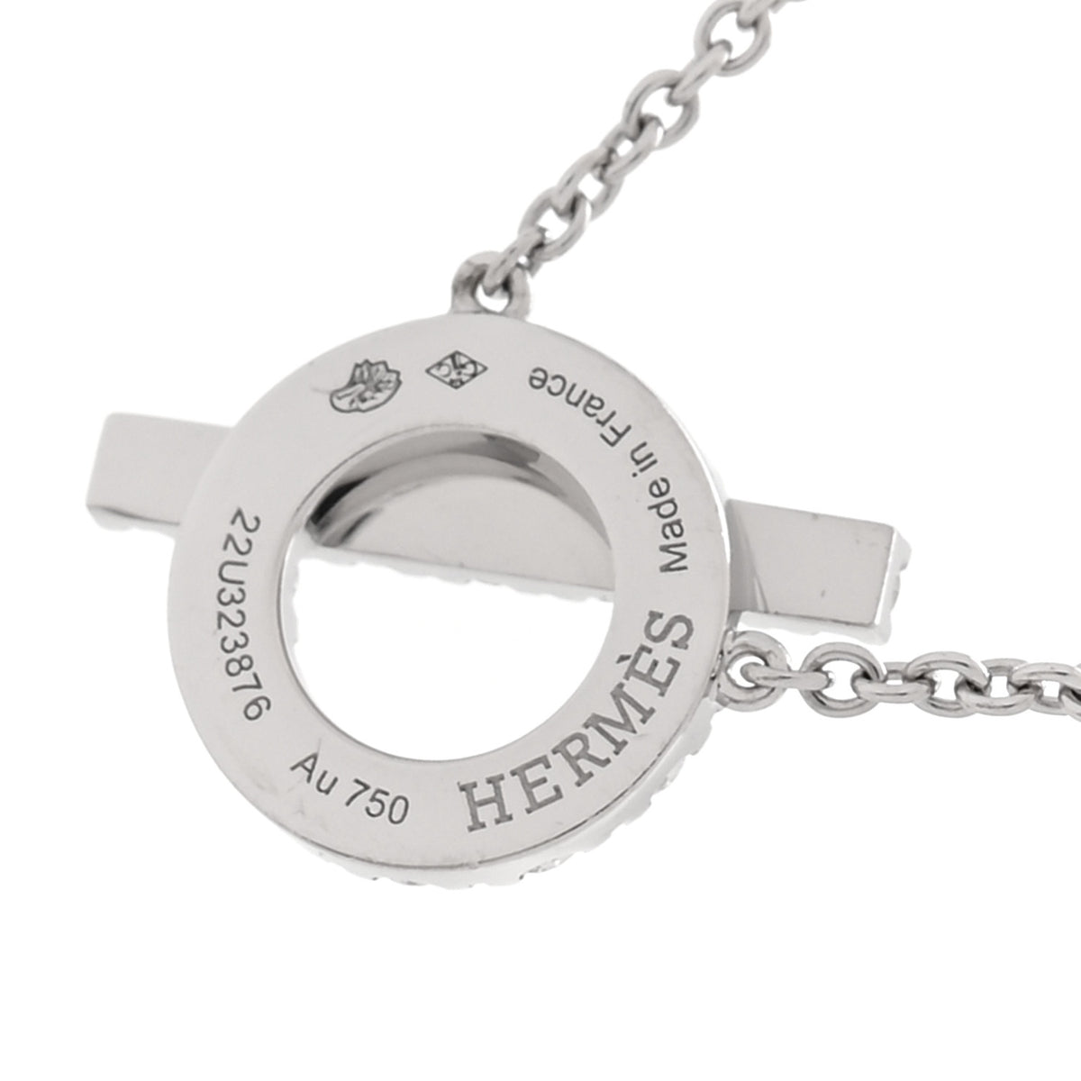 Hermes 18K White Gold Diamond Finesse Pendant Necklace 5 of 6