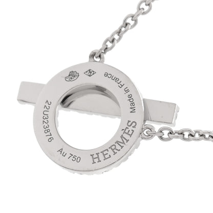 Hermes 18K White Gold Diamond Finesse Pendant Necklace 5 of 6