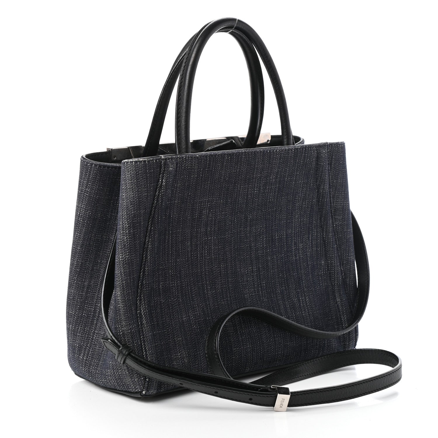 Fendi Denim Petite 2Jours Tote Blue Black 3 of 10