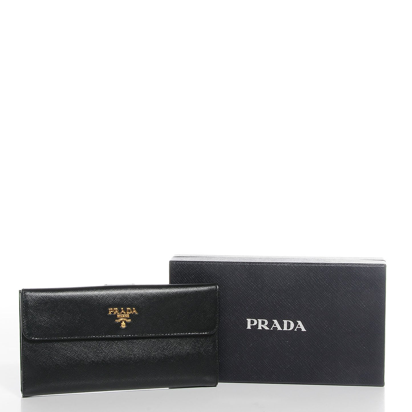 Saffiano Metal Continental Flap Wallet Nero Black