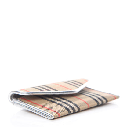 Burberry Smooth Calfskin 1983 Knight Check Envelope Card Case Silver 4 of 7