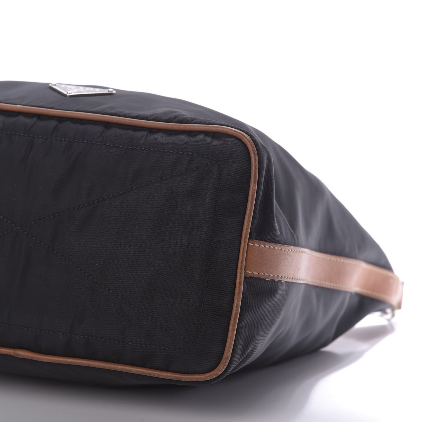 Tessuto Nylon Calfskin Hobo Black Brown