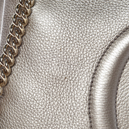 Gucci Metallic Pebbled Calfskin Medium Soho Chain Shoulder Bag Golden Beige 10 of 15