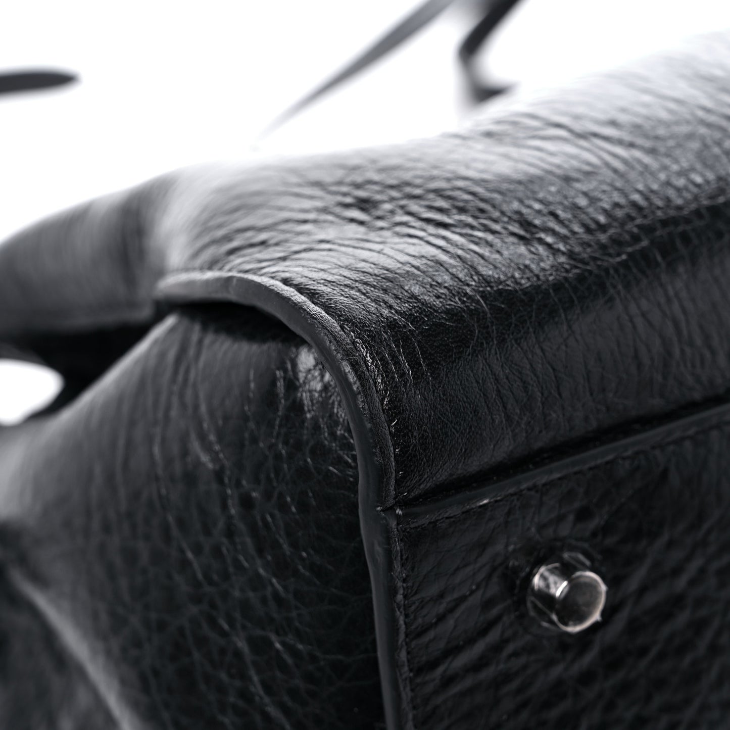 Shiny Calfskin Iris Tote Black
