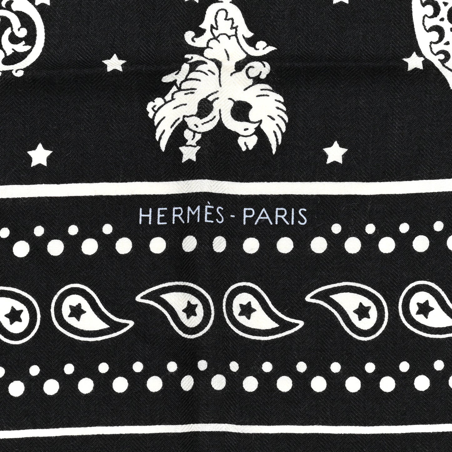 Cashmere Silk Les Cles Bandana Shawl 140 Black White