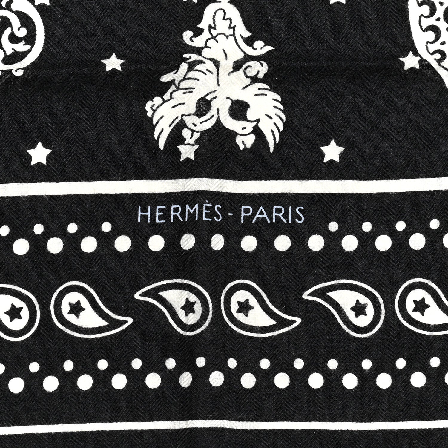 Hermes Cashmere Silk Les Cles Bandana Shawl 140 Black White 3 of 6