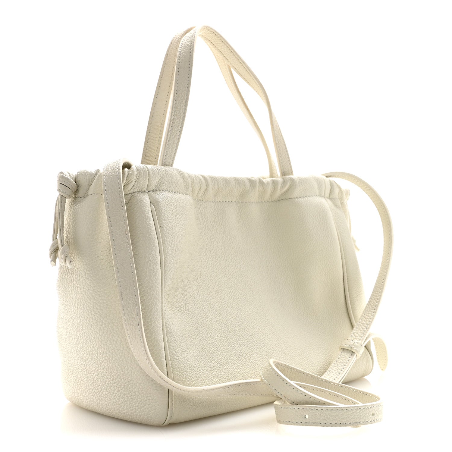 Celine Calfskin Cuir Small Triomphe Cabas Drawstring White 3 of 14