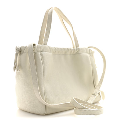 Celine Calfskin Cuir Small Triomphe Cabas Drawstring White 3 of 14